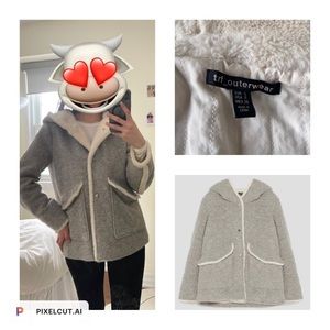Zara - Trf Grey Wool And Faux Fur Hooded Coat